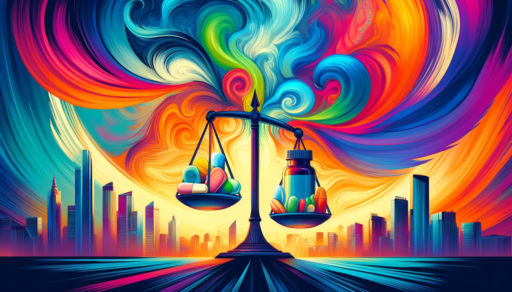 Dall·e 2024 05 15 20.06.26 a widescreen, landscape vector graphic that abstractly represents the challenge of law enforcement and criminal justice agencies dealing with the opio