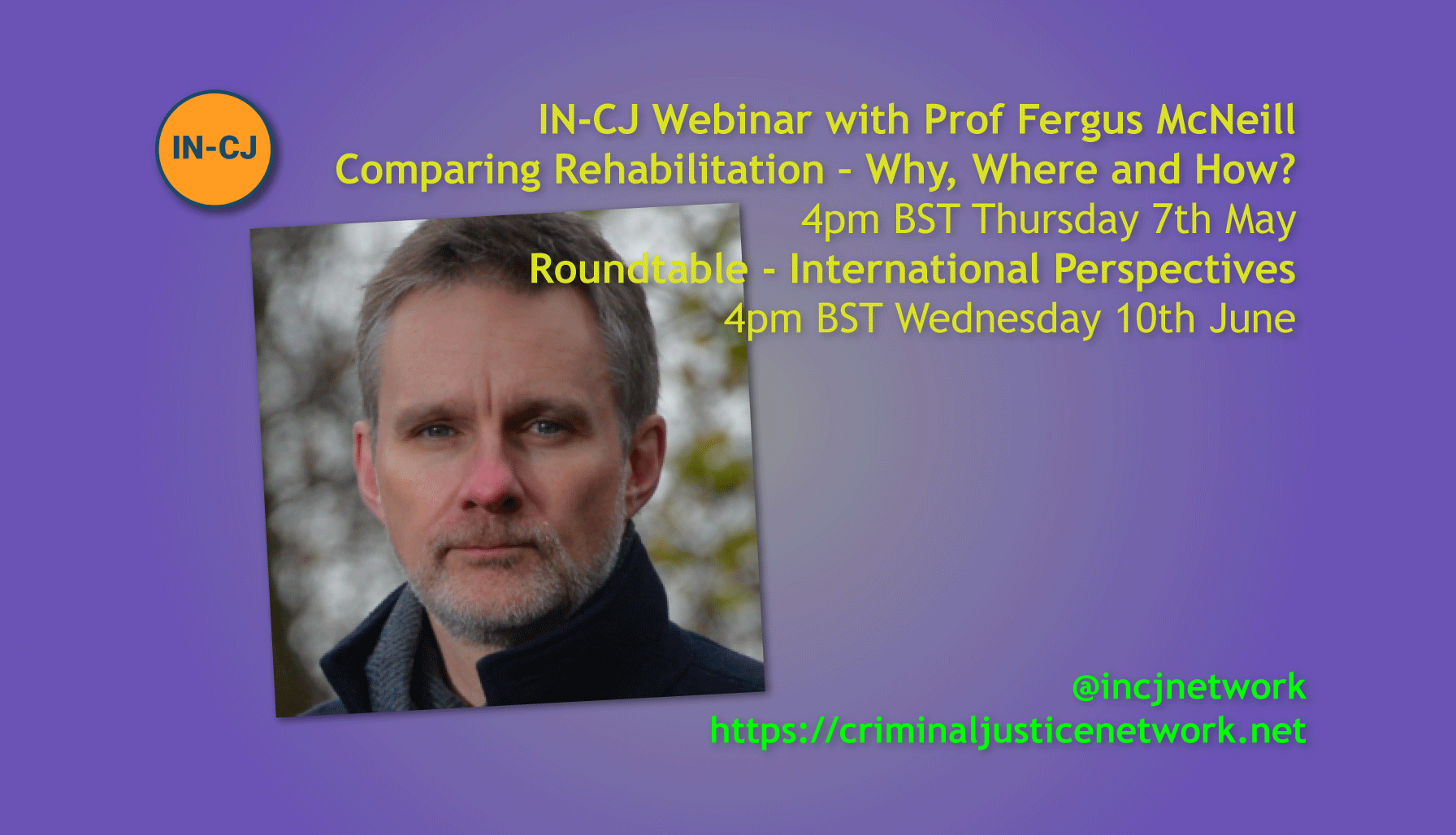 IN-CJ Webinars: Fergus McNeill Comparing Rehabilitation – Why, Where and How?